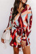 Brown Abstract Print Belted High Waist Button-up Mini Dress