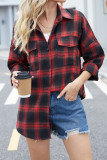 Plaid Button Up Pockets Blouse Shirt