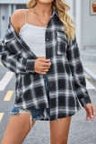 Plaid Button Up Pockets Blouse Shirt