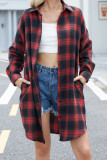 Plaid Button Up Long Length Shirt Jacket