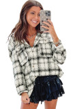 Black Oversized Plaid Pattern Flannel Shacket
