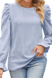Plain Jacquard Bubble Sleeves Top
