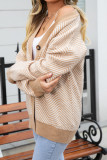 Zebra Stripes V Neck Button Front Open Cardigan