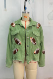 Plain Corduroy Football Patchwork Button Up Jacket Annishe Boutique Wholesale