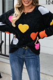 Colorful Heart Knitting Fleece Sweater