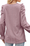 Plain Jacquard Bubble Sleeves Top