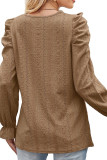 Plain Jacquard Bubble Sleeves Top
