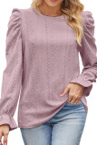 Plain Jacquard Bubble Sleeves Top
