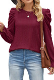 Plain Jacquard Bubble Sleeves Top