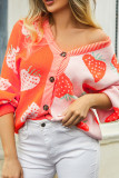Strawberry V Neck Button Cardigan