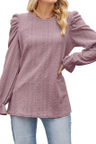 Plain Jacquard Bubble Sleeves Top