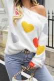 Colorful Heart Knitting Fleece Sweater