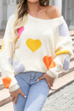 Colorful Heart Knitting Fleece Sweater