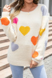 Colorful Heart Knitting Fleece Sweater