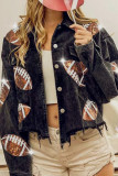 Plain Corduroy Football Patchwork Button Up Jacket Annishe Boutique Wholesale