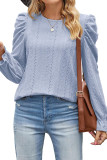 Plain Jacquard Bubble Sleeves Top