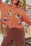 Plain Corduroy Football Patchwork Button Up Jacket Annishe Boutique Wholesale