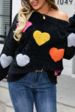 Colorful Heart Knitting Fleece Sweater