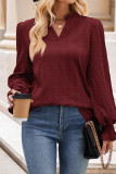 Plain V Neck Cable Texture Blouse