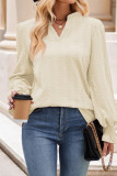Plain V Neck Cable Texture Blouse