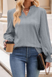 Plain V Neck Cable Texture Blouse