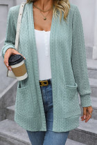 Plain Zigzag Jacquard Open Pocket Cardigan
