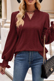 Plain V Neck Cable Texture Blouse
