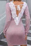 Back Lace Crochet Mini Dress