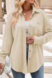 Plain Waffle Knit Button Up Blouse Jacket