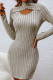 Ribbed Knitting Halter Neck Sweater Dress