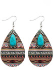 Aztec Turquoise Wooded Earrings MOQ 5pcs