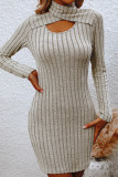 Ribbed Knitting Halter Neck Sweater Dress