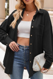 Plain Waffle Knit Button Up Blouse Jacket