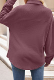 Plain Waffle Knit Button Up Blouse Jacket