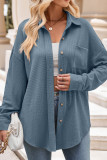 Plain Waffle Knit Button Up Blouse Jacket