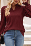 Plain V Neck Cable Texture Blouse