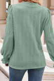 Plain V Neck Cable Texture Blouse
