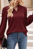 Plain V Neck Cable Texture Blouse