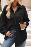 Plain Waffle Knit Button Up Blouse Jacket