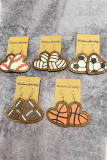 Heart Baseball Wooden Earrings MOQ 5pcs