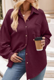 Plain Waffle Knit Button Up Blouse Jacket