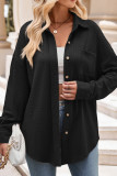 Plain Waffle Knit Button Up Blouse Jacket