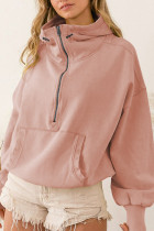 Plain Zipper Down High Collar OverSize Hoodies