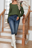 Plain Cold Shoulder Button Pullover Sweater