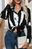 Abstract Print Button Up Blouse Shirt