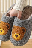 Bear Knit Fluffy Slippers
