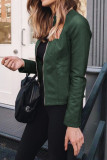 PU Leather Zipper Short Jacket