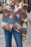 Aztec Print Button Up Pocket Short Jacket