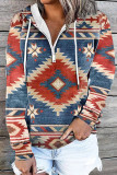 Aztec Zipper Kangaroo Pockets Hoodie