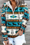 Aztec Zipper Kangaroo Pockets Hoodie